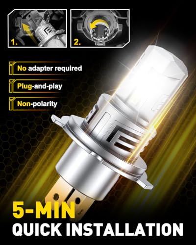 Image of AUXITO H4 LED Bulb 9003 Bulbs, 900% Brighter Ultra-Bright, Plug N Play, Long Lifespan, No Flicker, 99% Compatibility, 2PCS