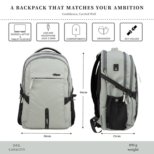 Image of F Gear Amalfi 30L Laptop Backpack|3 Spacious Compartments for Easy Organisation|17 inch, USB Charging Port, Sternum, Hip Strap, Luggage Strap|Backpack for College, Office & Travel Use