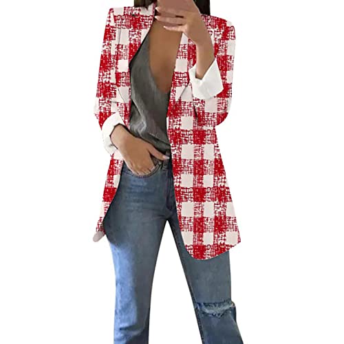 Womens Blazer Tan Blazer For Women Stripes Printed Plus Size Open Front Jackets Short Sleeve Extra Long Blazer Oversized Blazers #TOP1