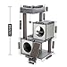 TIANTIANDIGITAL Wooden Multi-Level Cat Tower, Modern Luxury Cat Tree, Cat Climbing Frame, Pet Supplies, 1 Top Lying Nest, 2 Apartments, Sisal Cat Scratching Post, Interactive Hanging Ball, Gray