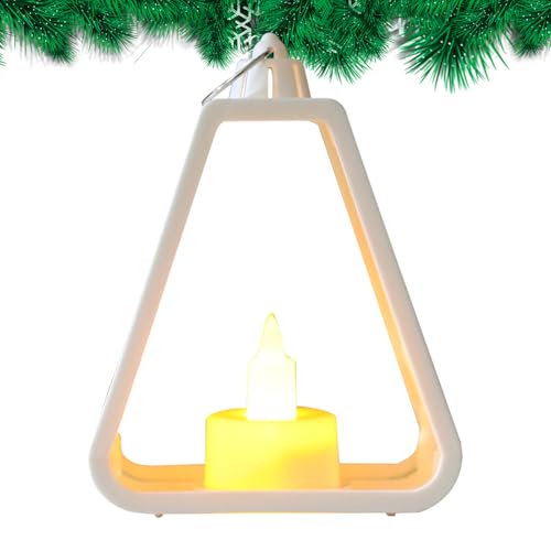 Nhujevkom Luces LED de Navidad para vela, luces LED de noche con asa, faroles de decoración de Navidad para alféizar de ventana, pasillo, dormitorios, patio, interior y exterior