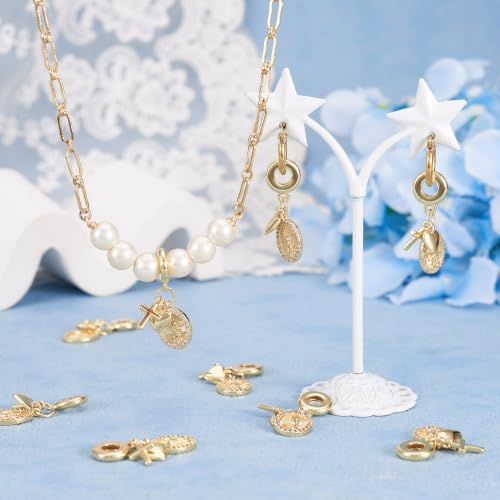 Image of 6Pcs Cubic Zirconia Cross Heart Charms for Crafts