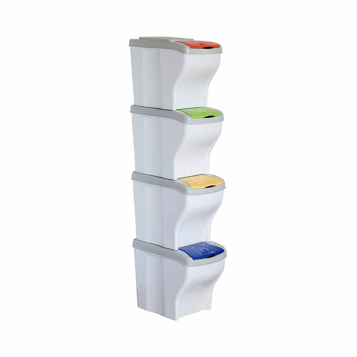 Bama Poker - Conjunto de 4 cubos modulares para la basura, 20 Litros