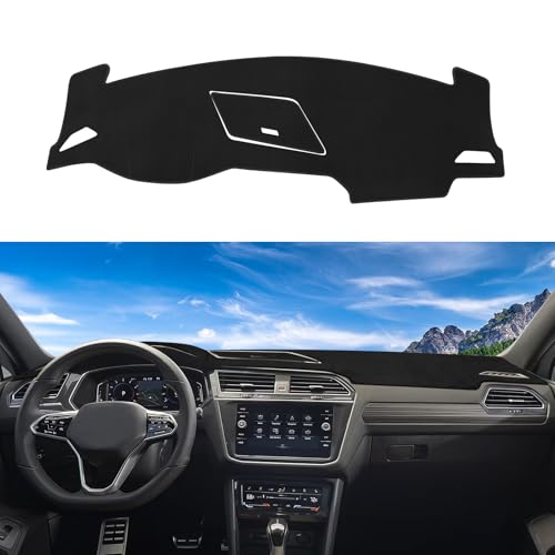 Rilsen Dashboard Cover Mat Compatible with Volkswagen VW Tiguan 2017-2022 2023 2024 Dash Cover Nonslip Dash Mat Protector Sunshade No Glare Black