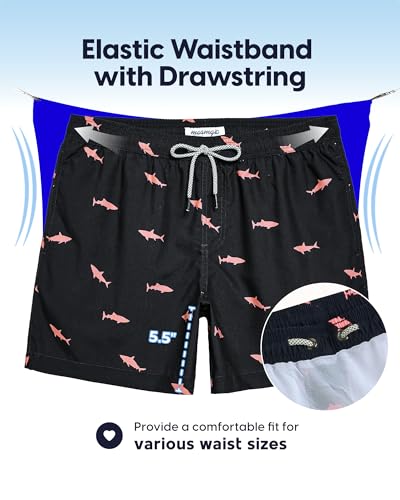Image of maamgic Mens Swim Trunks 5 Inch with Mesh Lining, Quick Dry Mens Bathing Suit, Swim Shorts for Swimming and Beach