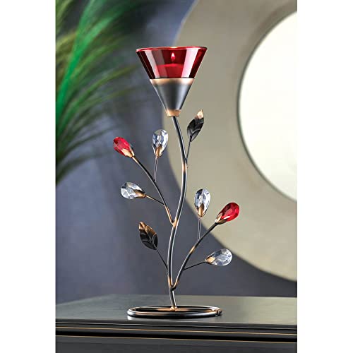 Accent Plus Candle Holder Christmas Decorations Indoor Outdoor Home Decor Valentine’s Day Ruby Blossom Tabletop Christmas Candle Holder Wedding Centerpiece Tealight Candle, 6 X 4 X 11.25 Inches #TOP1