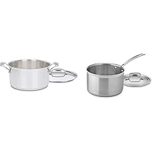 Cuisinart 744-24 Chefs Classic Stainless Stockpot with Cover, 6-Quart,Silver & MCP194-20N Multiclad Pro Triple Ply Stainless Cookware 4-Quart Skillet, Saucepan w/Cover