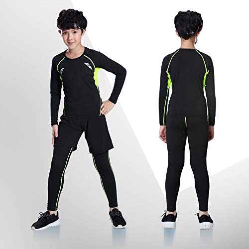 2/3/4 Pcs Boys Base Layer Compression leggings and Shirts Thermal Underwear Set Running Pants Tights3
