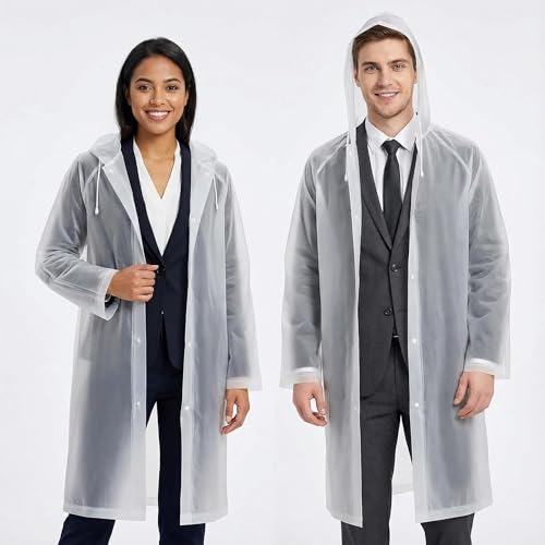 welsberg Regenponcho mit Kapuze, Damen und Herren Wasserdicht Atmungsaktiv Regenjacke Reganmantel Regenschutz für Konzert Festival Camping Wandern Angeln Sport, Transparent