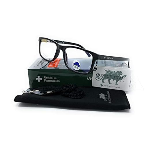 Gafas ver de cerca, lectura con Filtro Luz Azul, Ordenador Gaming Móvil, Protección Antifatiga - Venice Coti Dioptría (1-1,50-2 - 2,50-3 - 3,50) (Negro, Graduación +2,00)
