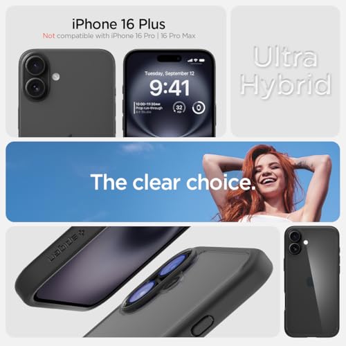 Image of Spigen for iPhone 16 Plus Case, Ultra Hybrid [No Magnet Ring][Anti-Yellowing] - Matte Black