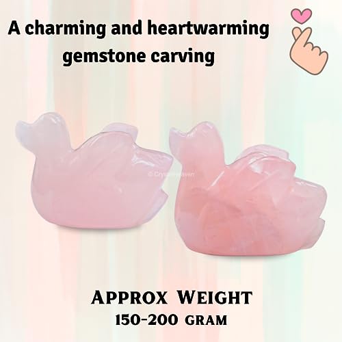 Image of Mandarin Ducks Pair for Love - Rose Quartz Crystal Ducks for Vastu, Pooja, Meditation, Yoga and Room Office Home Decor (150-200 Gram, Rose Quartz)