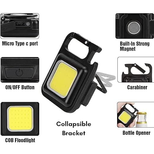 Image of 1Pack, Portable Rechargeable Magnetic LED 4Mode Work Light - Foldable 360 COB Lamp with USB Charging, Waterproof Inspection Flashlight for Mechanic, Garage, Home & Outdoor Use (COB)
