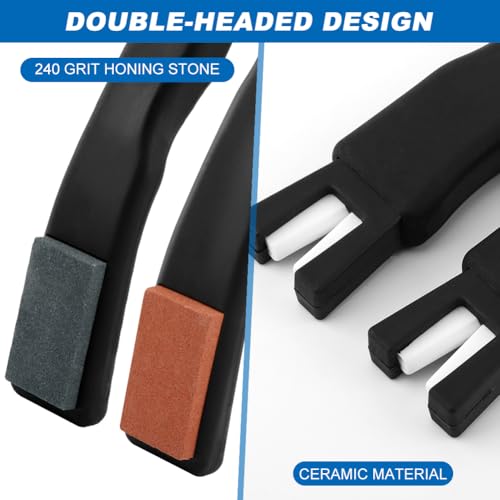 Quivorant 2pcs Ice Skate Sharpener, Double-Sided Blade Sharpener with Sharpening Stone, Ceramic V-Grinder Protection, Portable Ice Skate Blade Sharpening Tool for Hockey Skates - Thumbnail 4