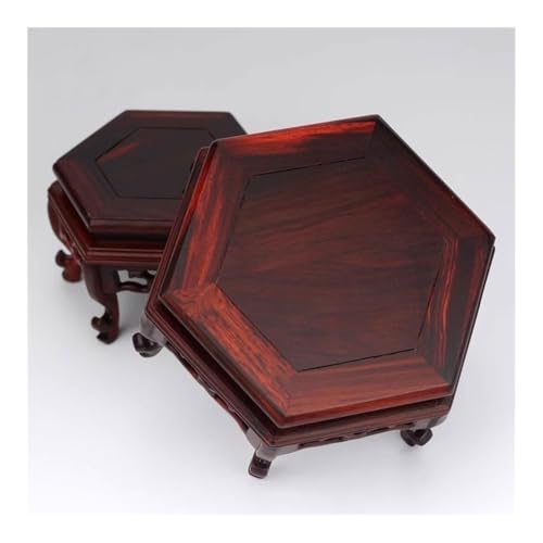 Taburete hexagonal de madera con base de exhibición artesanal para bonsái 8