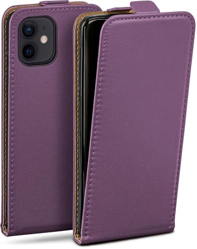 Étui iPhone 12 mini moex en cuir synthétique violet à clapet protection 360
