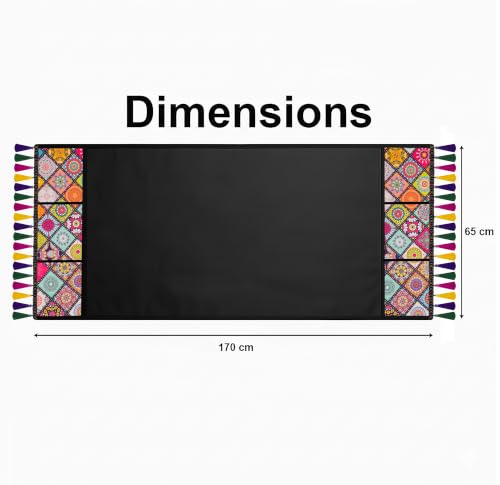 Image of Refrigerator Double Door Waterproof, Dustproof, Tassel Lace Refrigerator Top Cover, Protective Covers for Fridges with Extra Storage Space Nylon Top cover with 6 Storage Pockets ( Multi, 170 x 65 cm )