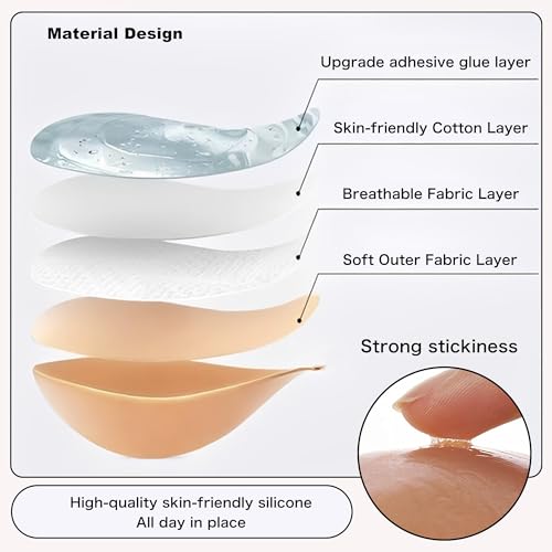 Image of MITALOO Seamless Adhesive Bra Sticky Strapless Invisible Push up Bras Silicone Backless Nipple Cover for Women