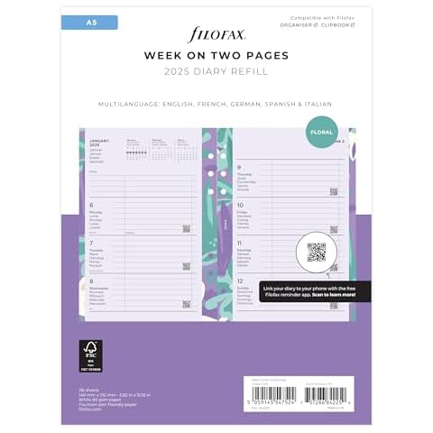 A5 Floral Week on Two Pages Diary 2025 Cover