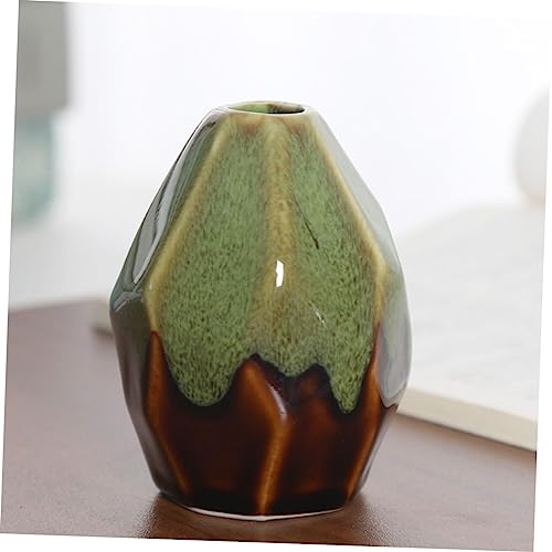 Yardwe 2Pcs Multi-Faceted Kiln Vase Minimalist Home Decor Office Decor Vintage Home Decor Ceramic Flower Planters Desktop Flower Planter Farmhouse Vase Desktop Flower Vase Home Supply #TOP1