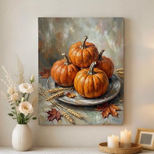 Lienzo decorativo para pared rústico tradicional con hojas de otoño naranja de 40,6x50,8 cm