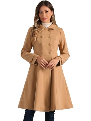 Manteau d'hiver chaud à double boutonnage et col revers kaki L