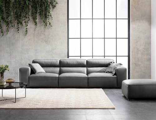 Image of Fabrique Georgia Leatherette 4 Seater Sturdy Look Sofa Set with Puffy | Premium Luxuries & Comfortable Furniture Perfect for Home Guests Office & Living Room | with Moveable Headrest | Cement Grey3