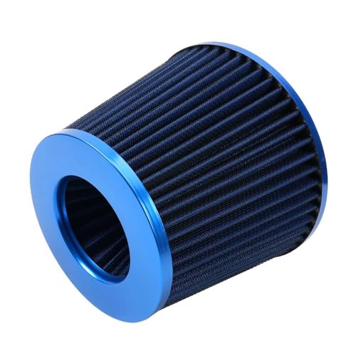 MACHSWON Cono de filtro de admisión de aire frío de alto flujo de 3 pulgadas, limpiador de aire seco reutilizable con abrazadera de 76 mm para automóviles y camiones, azul