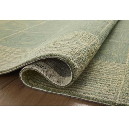 Image of Spectrum Pattern Wool Carpet with Loop Texture Yarn Anti Shedding Carpet Size 10x14 Feet A1 Green & Multi Color