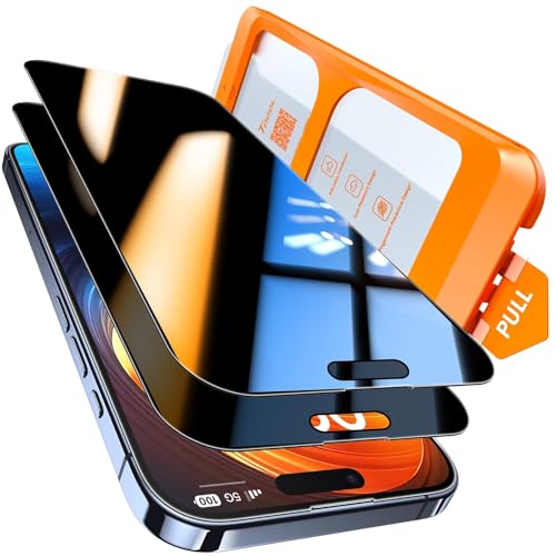 Image of TOCOL for iPhone 16 Privacy Screen Protector True 25Anti Spy 9H+ Hardness Tempered Glass Full Coverage Easy Installation 2 Pack