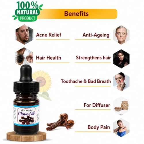 Image of Clove Oil (Long Ka Tel)- 15ML (Pack of 1) | Pure & Natural | Cold Pressed Multipurpose Oil for Teeth & Gum Care, Hair, Skin & Body Massage | Premium Quality