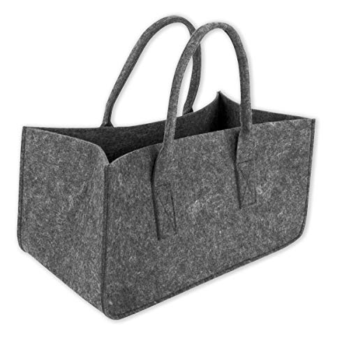 Bolsa de fieltro gris oscuro para leña, cesta de fieltro, cesta para leña, cesta de fieltro, soporte para periódicos