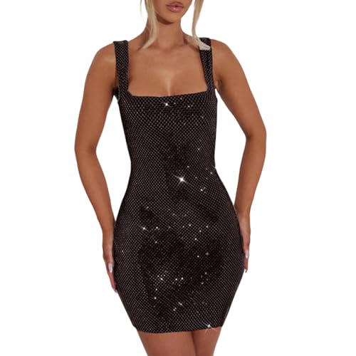 Robe courte sans manches strass et dos ouvert coupe ajustée