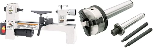 SHOP FOX W1704 - Torno de sobremesa de 1/3 caballos de fuerza y mini portabrocas D4103 con pérgolas