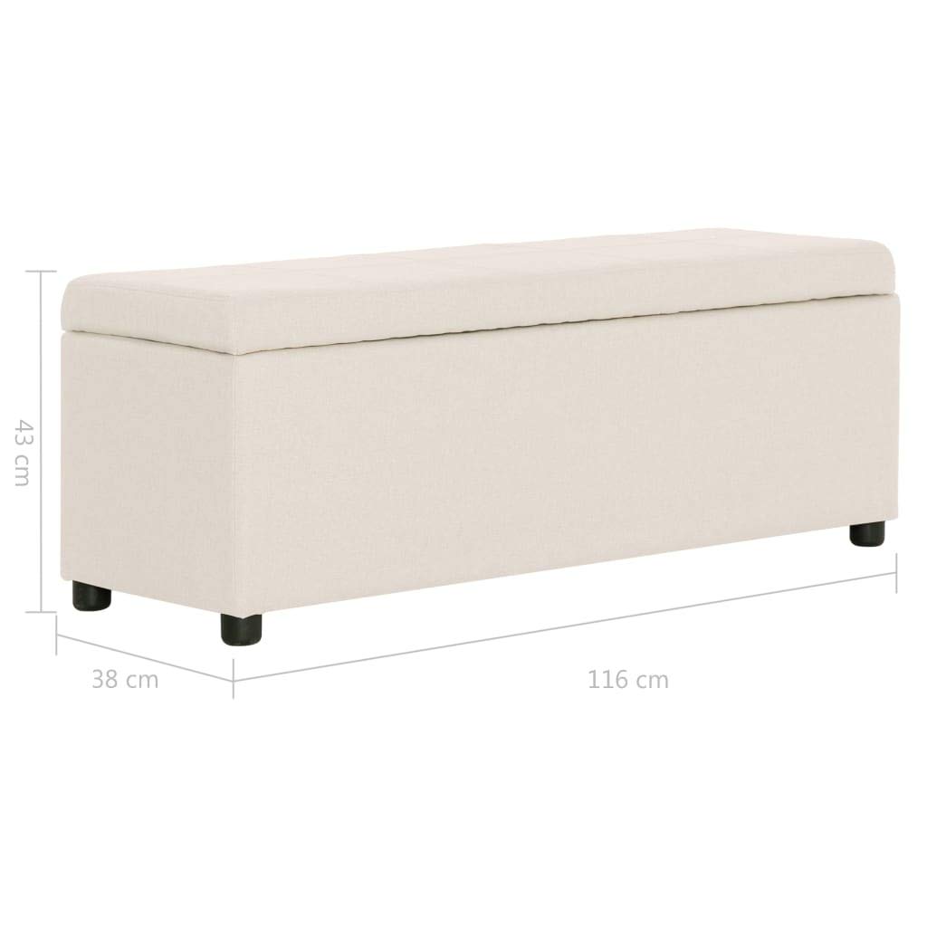 vidaXL Banco Almacenaje Tapizado Poliéster Arcón Cojín Asiento Acolchado Caja Almacenamiento Interior Dormitorio Entrada Baúl Puf Zapatero Color Crema