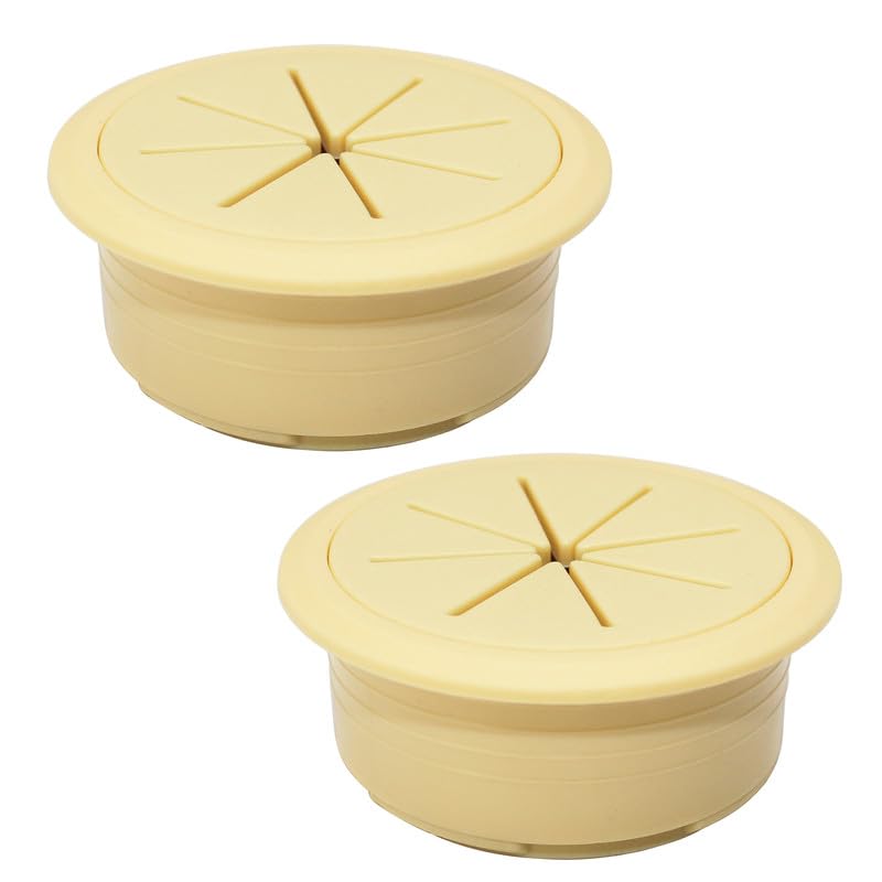 EASYEAH 2 Pcs Desk Grommet 2-1/16" / 53 mm, Desk Hole Cover for Cables Beige, Cable Grommet ABS Plastic, Desk Hole Grommet for Home & Office Pc,
