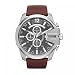 Diesel Men's Mega Chief Quartz Stainless Steel and Leather Chronograph Watch, Color: Silver-Tone, Brown (Model: DZ4290)