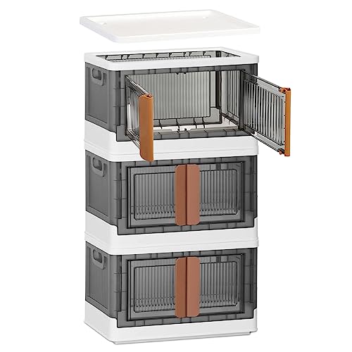 Encuentra reviews de Cajas armario - los mas comprados. 34 Cajas de Almacenamiento 3pcs, E T EASYTAO Cubo de Almacenamiento Plegable, Organizadores de Armario Apilable, Caja Plástica de Almacenamiento Transparente con Tapa y Puerta (3pcs)