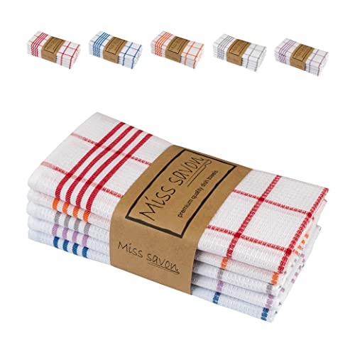 Torchon Cuisine - Lot de 5 Torchons de Cuisine 100% Coton Serviettes de Cuisine Torchons à Vaisselle de Qualité Supérieure Certifié Oeko-TEX® Chiffons en Coton Durables et Super Absorbants Cover