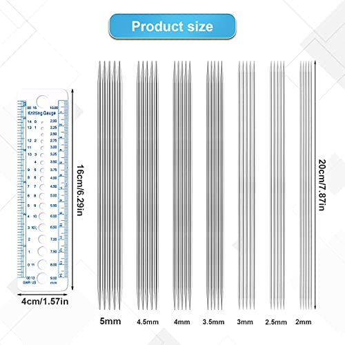 Aiex B13253 35Pcs Double Pointed Knitting Needles Set,7 Sizes Dpns Knitting Pins 2 Mm To 5 Mm Sweater Socks Knitting Needles Kit Stainless Steel Yarn Needles thumb #1