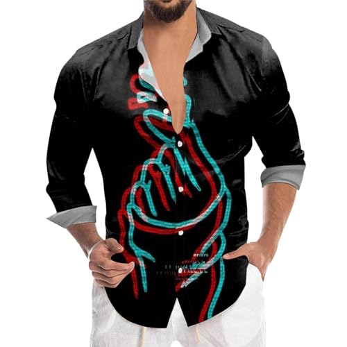 Chemise manches longues homme avec impression 3D haute définition boutonnée