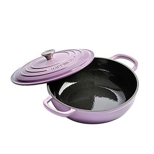 Olla de hierro fundido esmaltado (30cm / 5L) Cacerola multifunción/olla para hornos holandeses, olla para sopa doméstica olla antiadherente, para placas de inducción/gas (Color : B) Cover