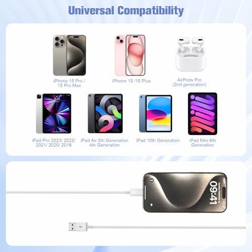 Image of Car Carplay Cable for iPhone 16 /15, iPhone 16 /15Pro 16 /15 Plus 16 /15Pro Max Charger, USB A to USB C for Carplay USB C Cord, iPad usb C Cable 10th Gen iPad Air, 3FT Car Charger Cable Replacement Cord