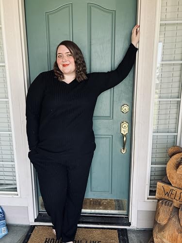 TIYOMI Plus Size Suits For Women 2 Piece Outfits Sweater Top & Wide Leg Pants XL-5XL2