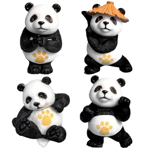 LDDYKZY Juego de 4 Mini estatuas de Dibujos Animados Panda Mini Figuras De Decoración Mini estatuas de Animales Panda para Fiestas de cumpleaños