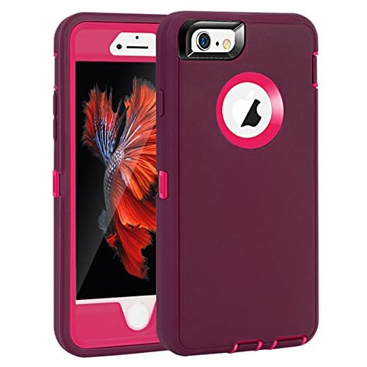 MAXCURY for iPhone 6 Case iPhone 6S Case, Heavy Duty Shockproof Series Case for iPhone 6/6S (4.7")-V2 with Built-in Screen Protector Compatible with All US Carriers (Wine/Fuchsia)