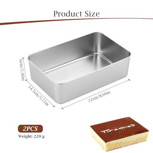 2lb Loaf Tin, 2Pcs Banana Bread Pan Non Stick Rectangular Cake Mould Stainless Steel Tin Bread Loaf Pan for Baking Cake Lasagna Oven Dishwasher Safe (22x14.5x6cm) - Image 3