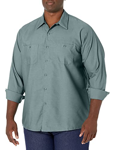 Image of Red Kap Men's Long Sleeve Industrial Work Shirt | Moisture Wicking Button Up, Wrinkle Resistance Fights Fading & Stains