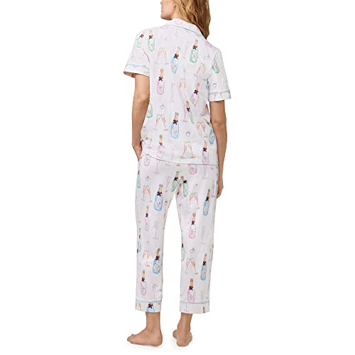 Image of Bed Head PJs Womens Matching Pajamas - Soft Organic Cotton Button Down PJ Shirt & Cropped Pants Set - Loungewear & Sleepwear
