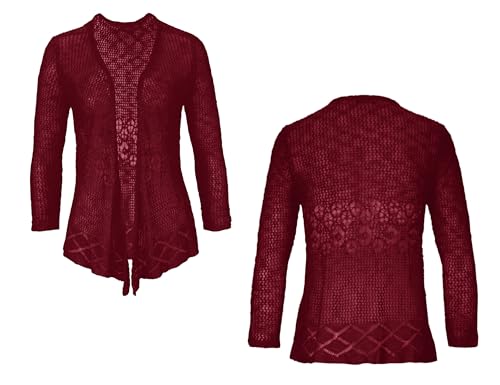 Image of Nulibenna Womens Sheer Shrug Sweaters 3 /4 Sleeve Open Front Tie Cardigan Bolero Jacket Lightweight Crochet Knit Cover Up Tops